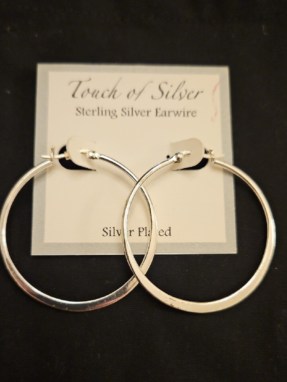 Sterling Silver-Plated Hoop Earrings - Silver - Picture 2 of 3
